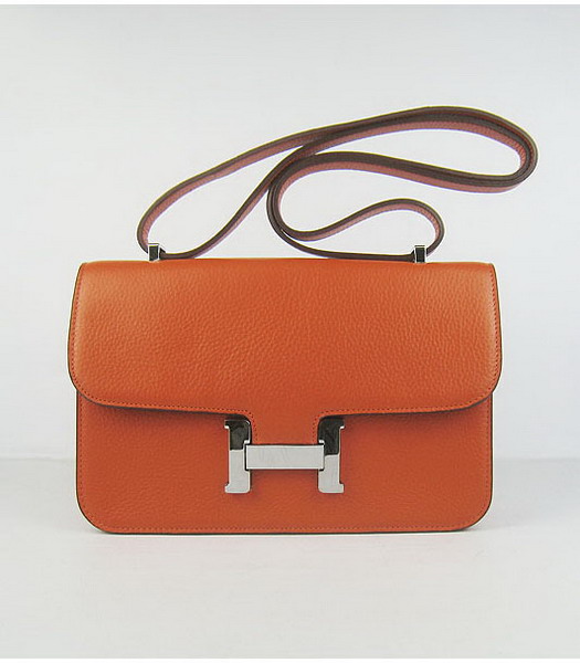 Hermes Constance Togo Leather Bag HSH020 Orange Silver